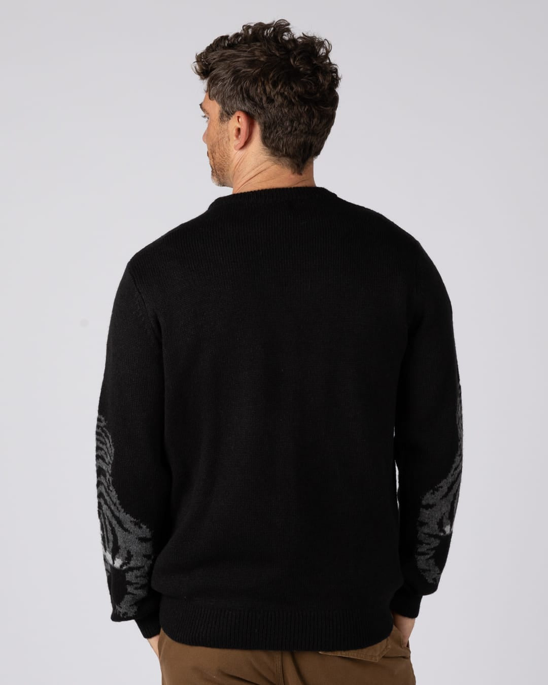 Tiger Surf Mens Knitted Jumper in Black