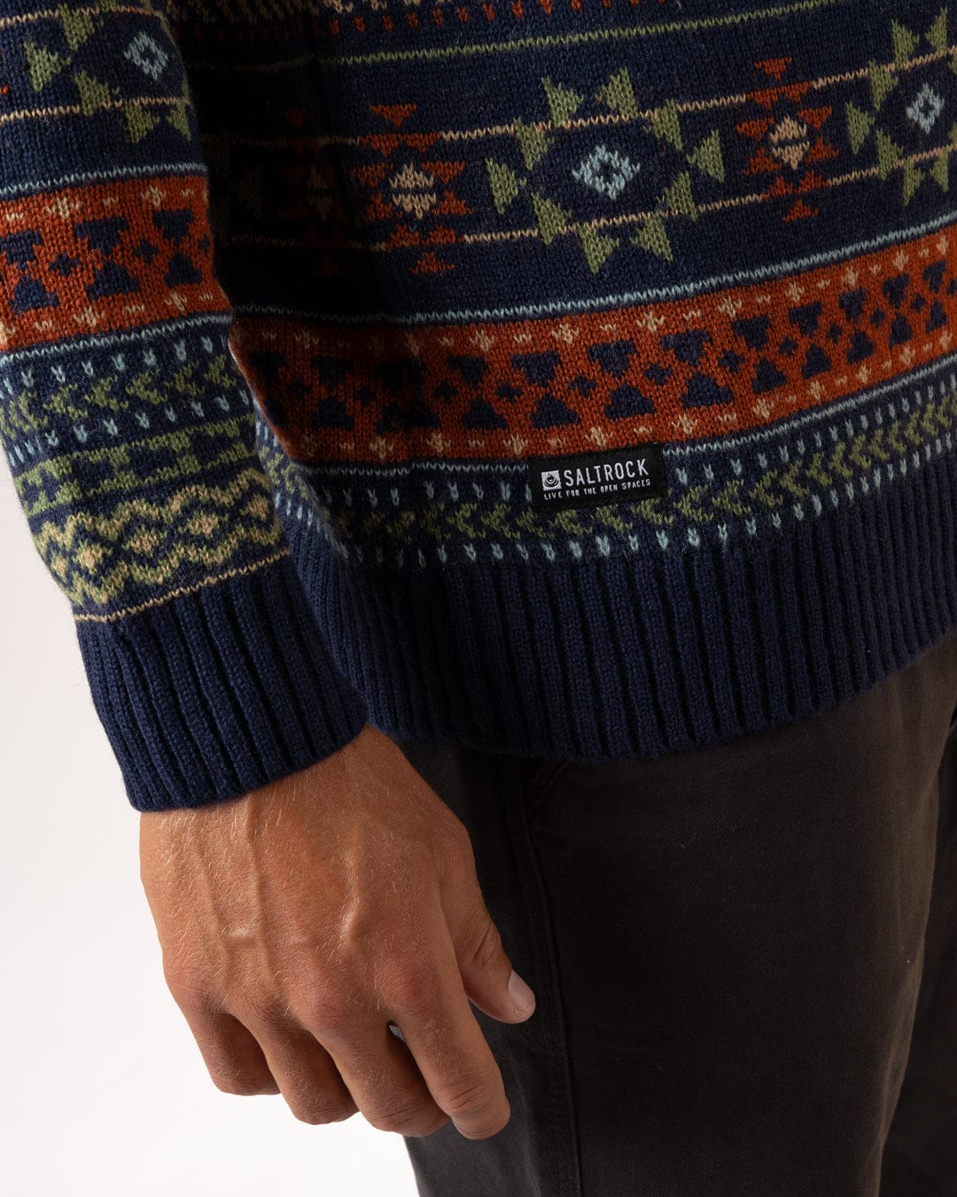 Treehouse Knit - Mens Patterned Jumper - Blue