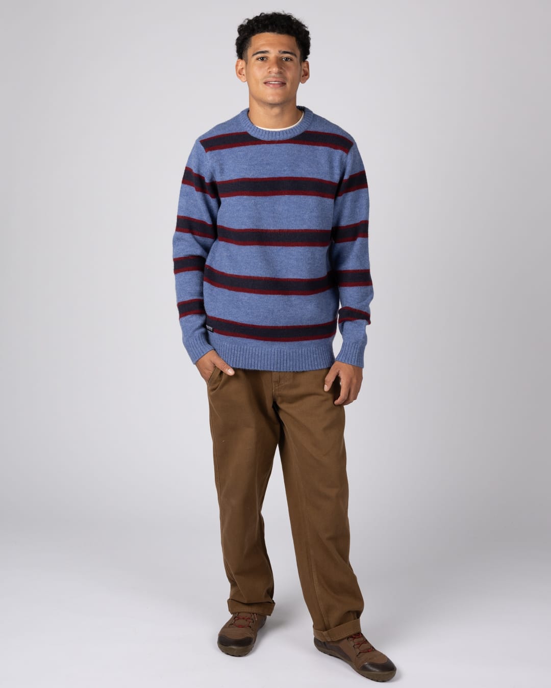 Rye Mens Stripe Jumper in Blue