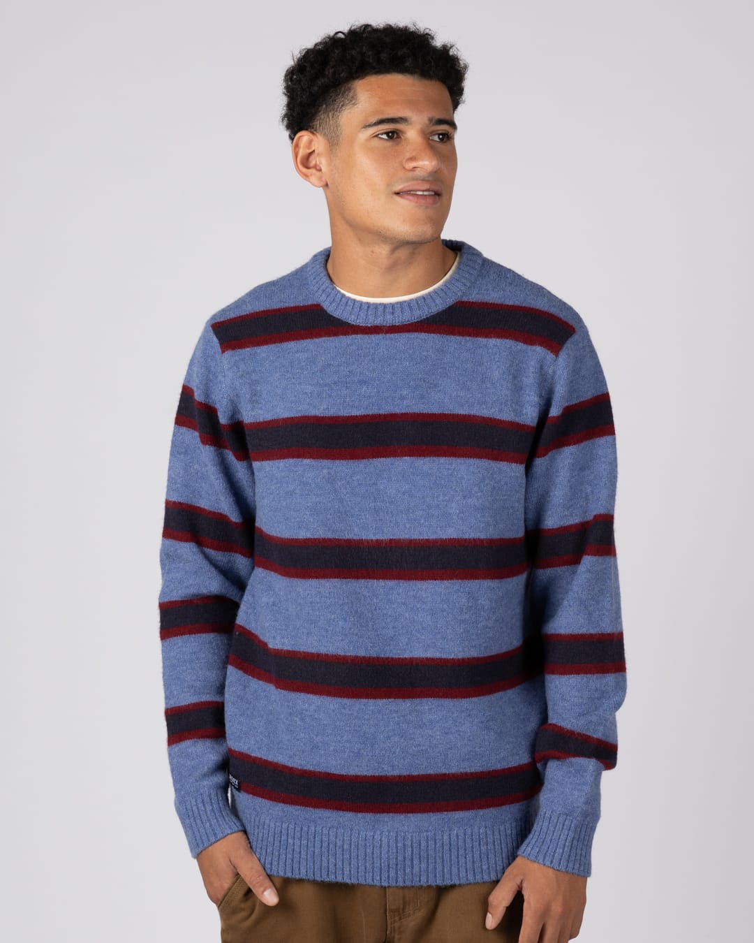 Rye Mens Stripe Jumper in Blue