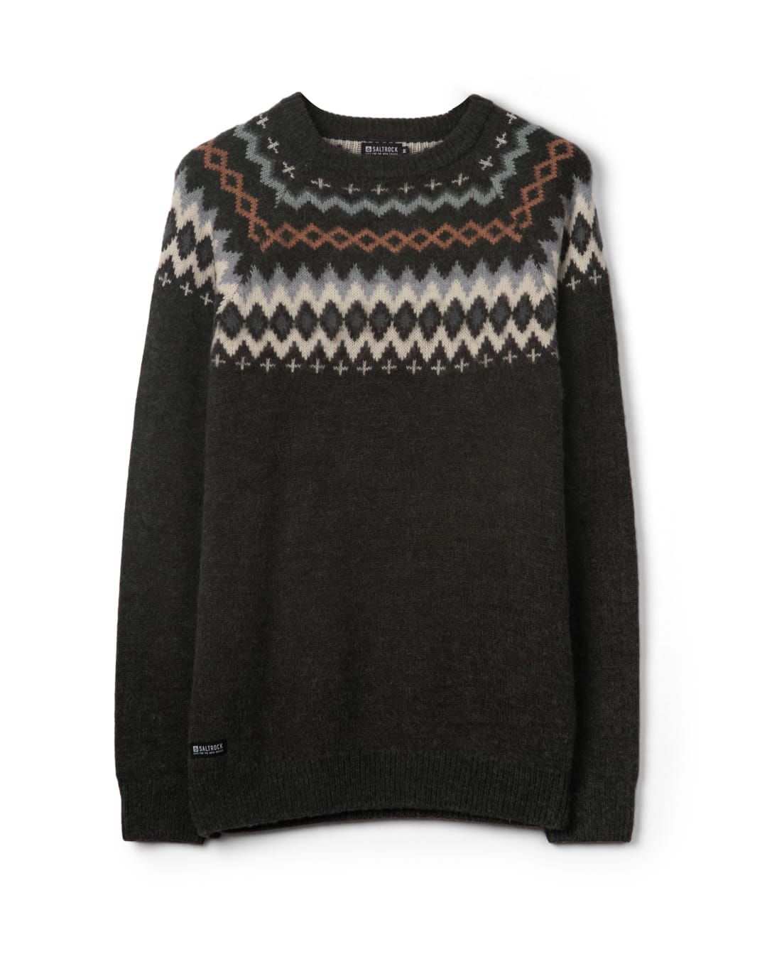 Fairisle Rock Mens Knitted Jumper in Grey