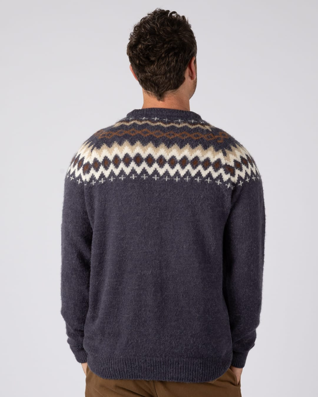 Fairisle Rock Mens Knitted Jumper in Blue