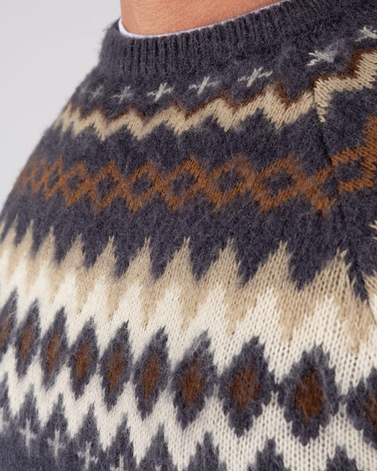 Fairisle Rock Mens Knitted Jumper in Blue