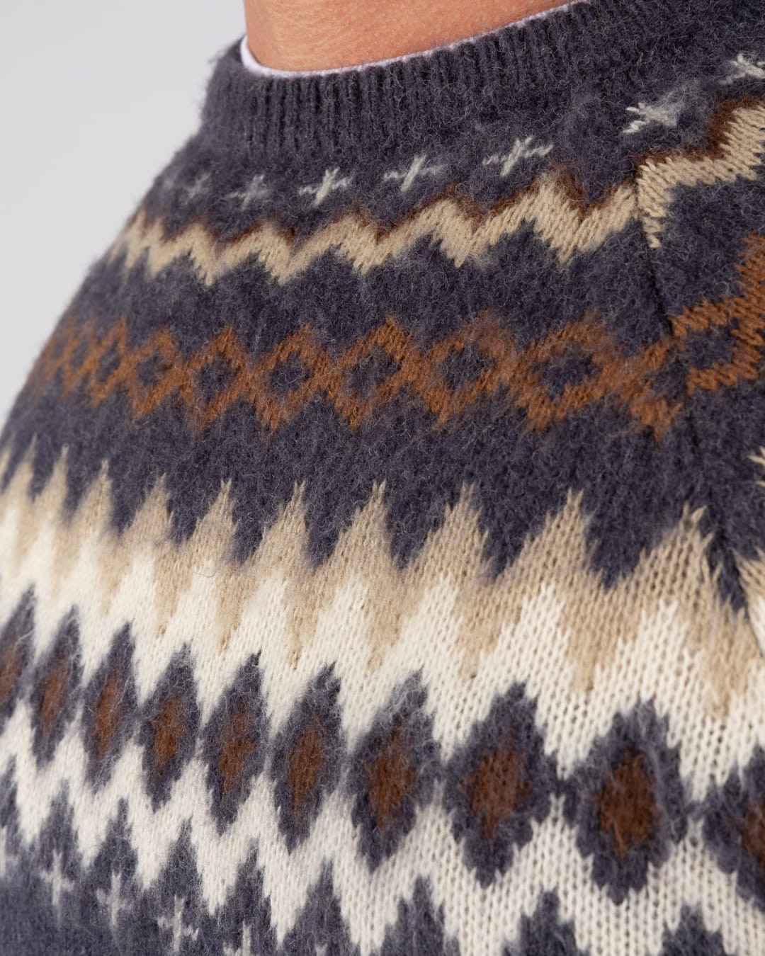Fairisle Rock Mens Knitted Jumper in Blue