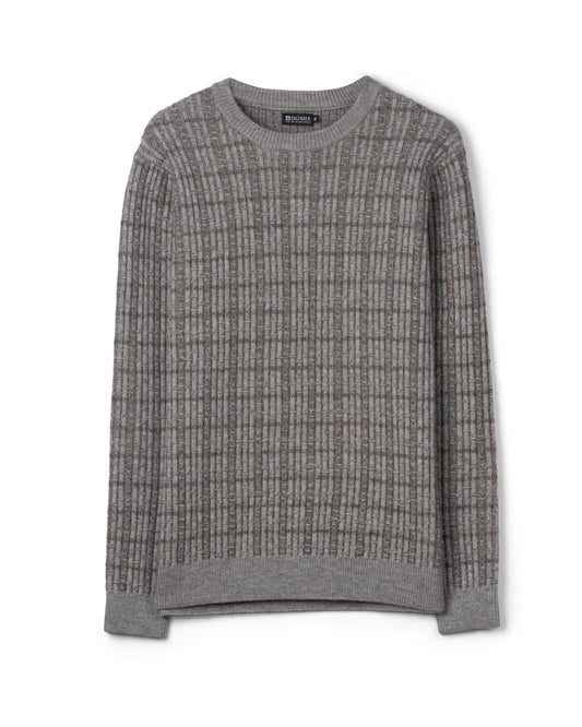 Cross Hatch Knitted Mens Jumper in Grey