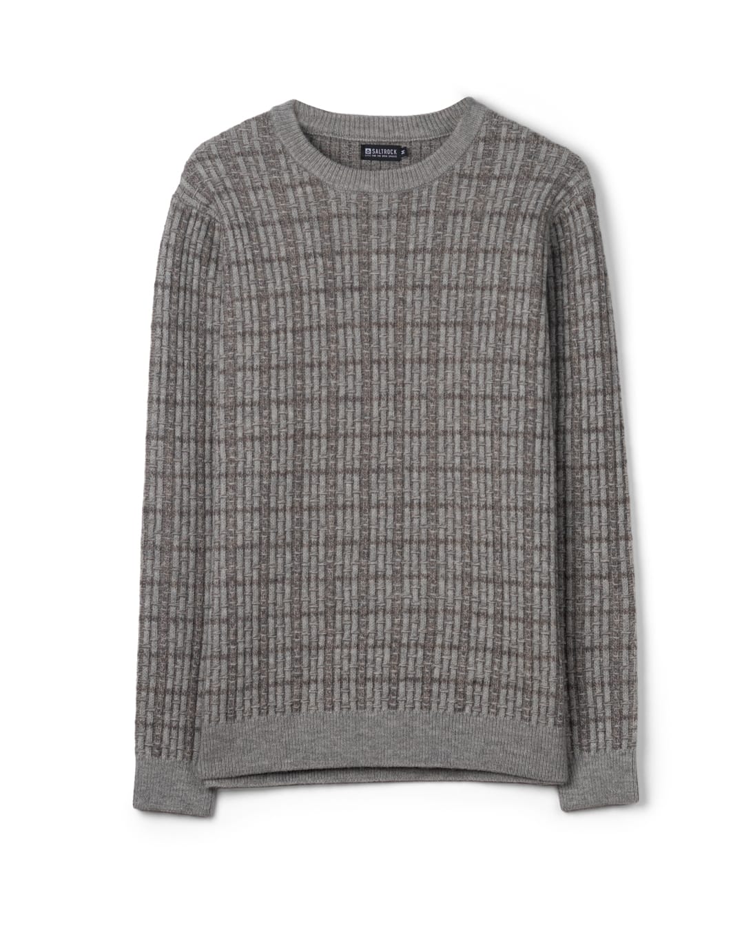 Cross Hatch Knitted Mens Jumper in Grey