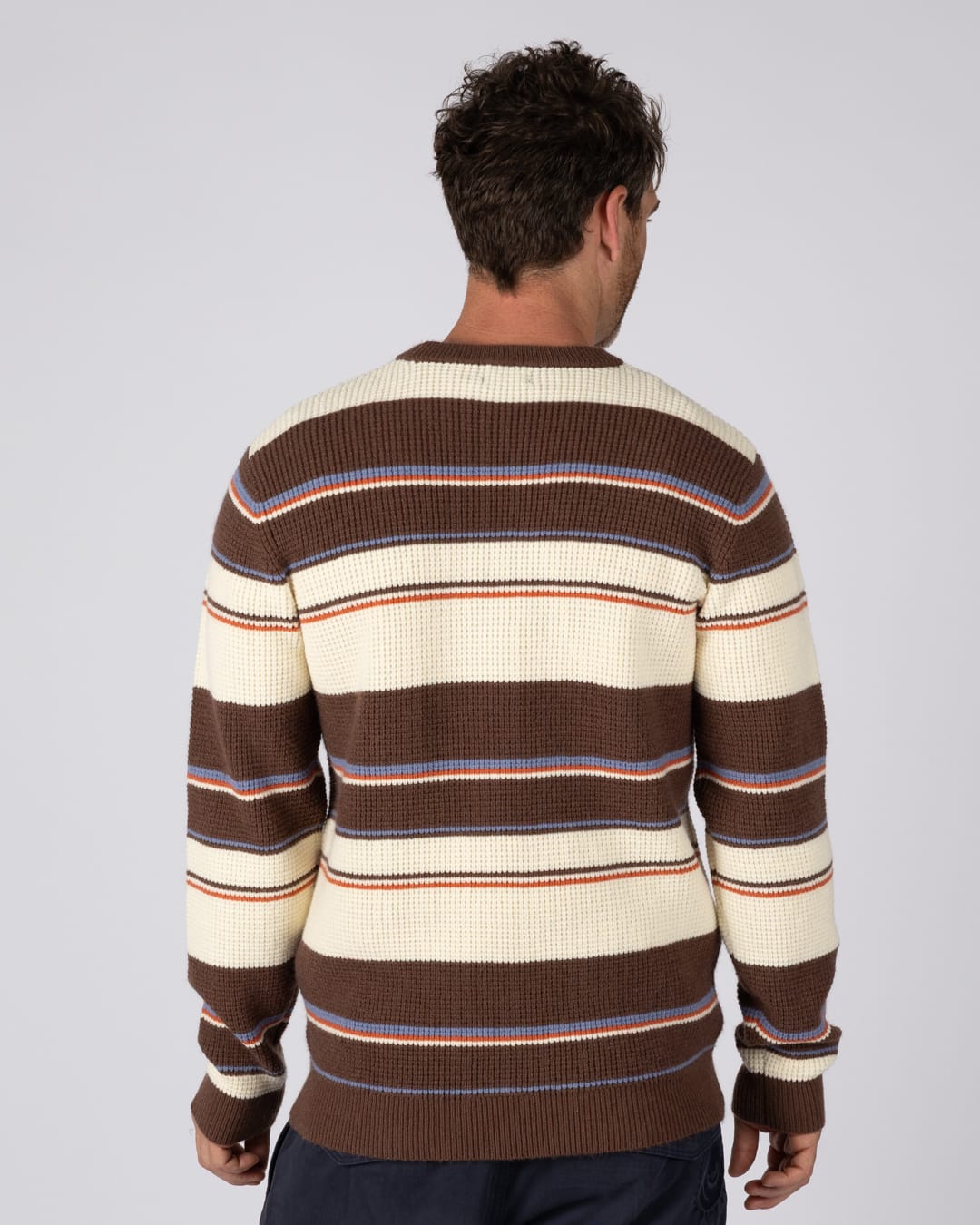 Ryan Mens Knitted Jumper in Brown/Cream
