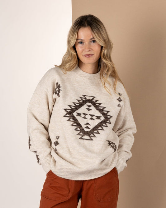 Myette - Womens Aztec Jumper - Cream