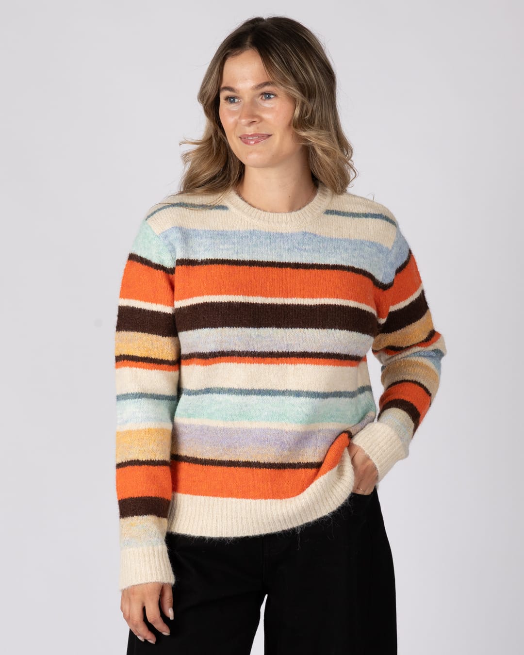 Lyris Womens Striped Jumper in Orange
