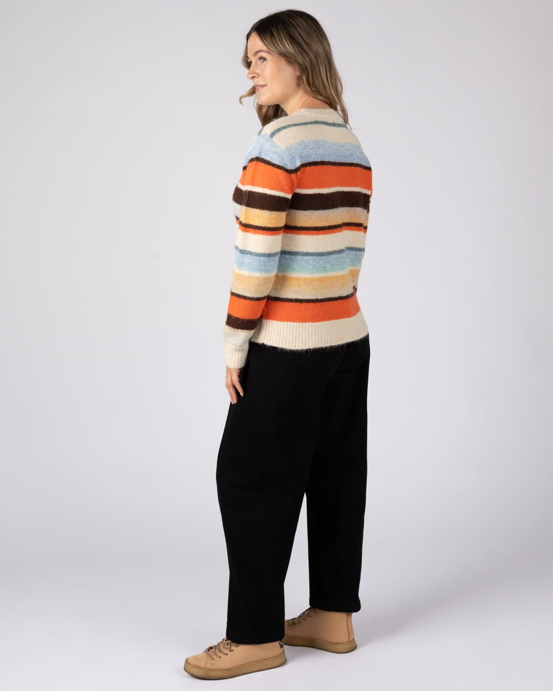 Lyris Womens Striped Jumper in Orange