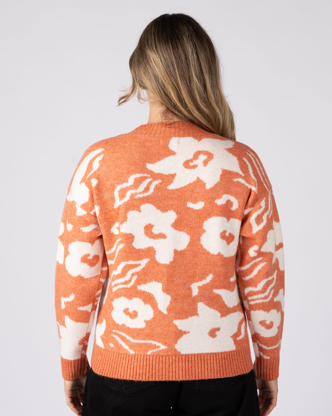 Eden Womens Floral Jumper in Orange