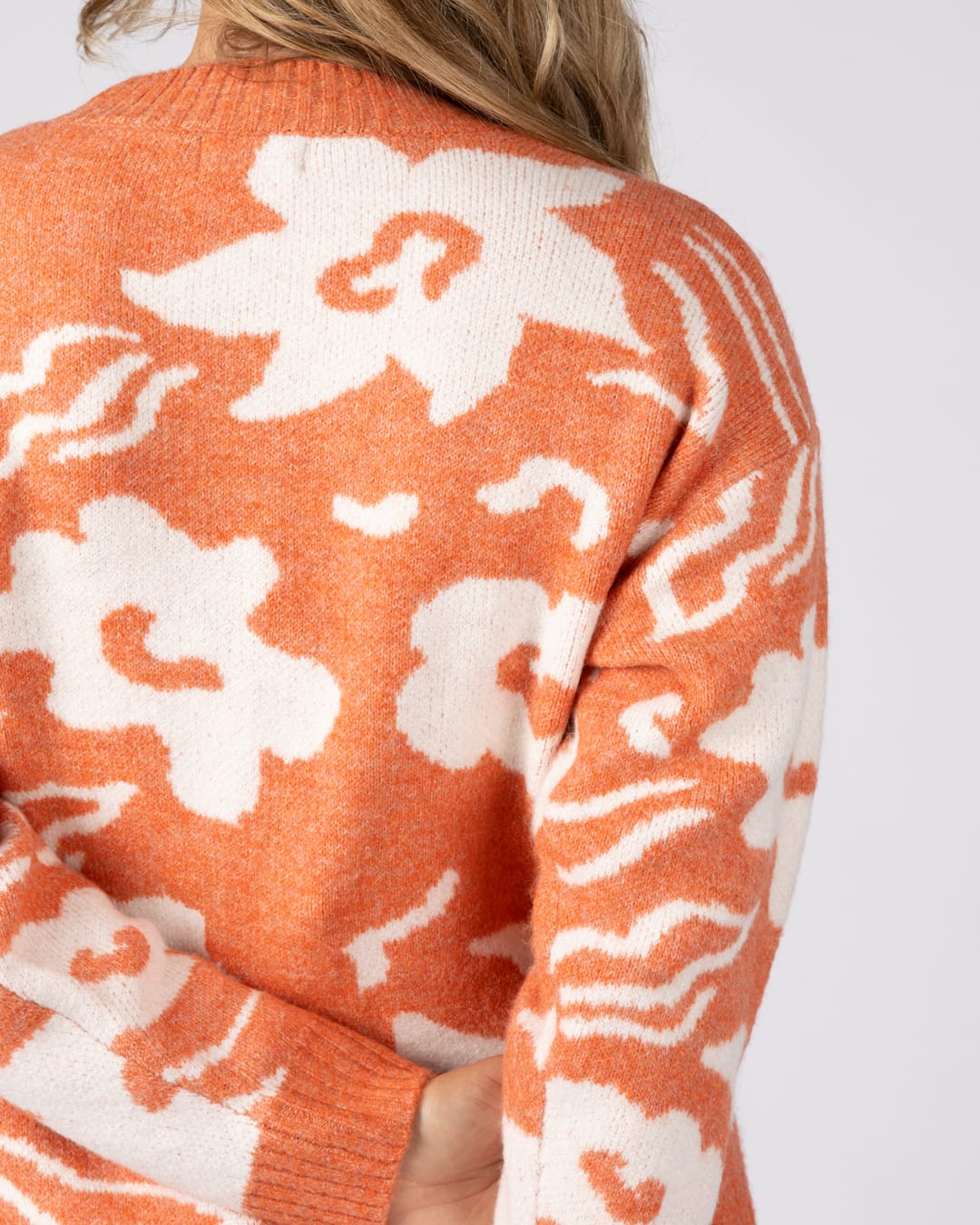 Eden Womens Floral Jumper in Orange