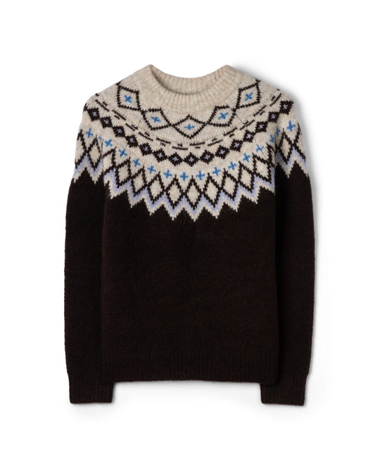 Fern Womens Fairisle Knitted Jumper in Brown