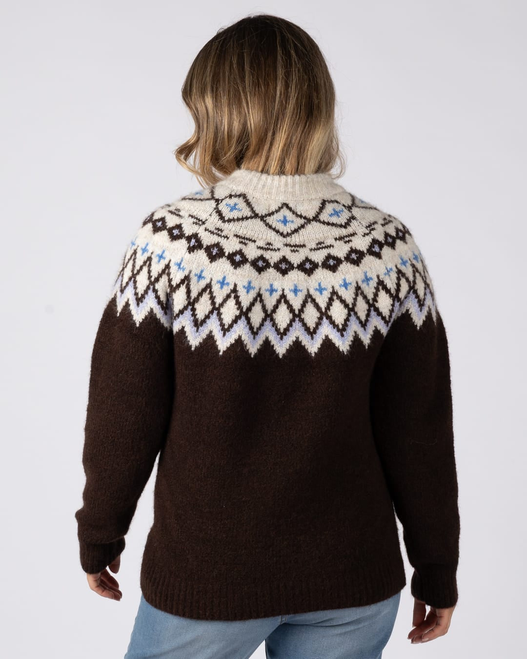 Fern Womens Fairisle Knitted Jumper in Brown