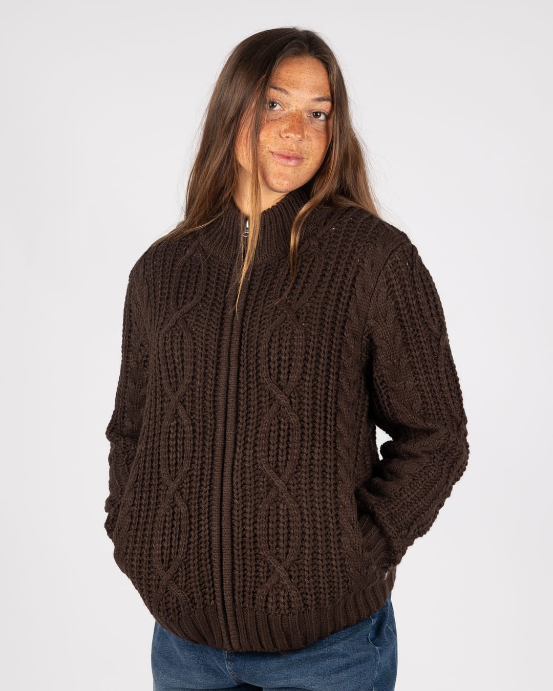 Melody Womens Cardigan in Brown