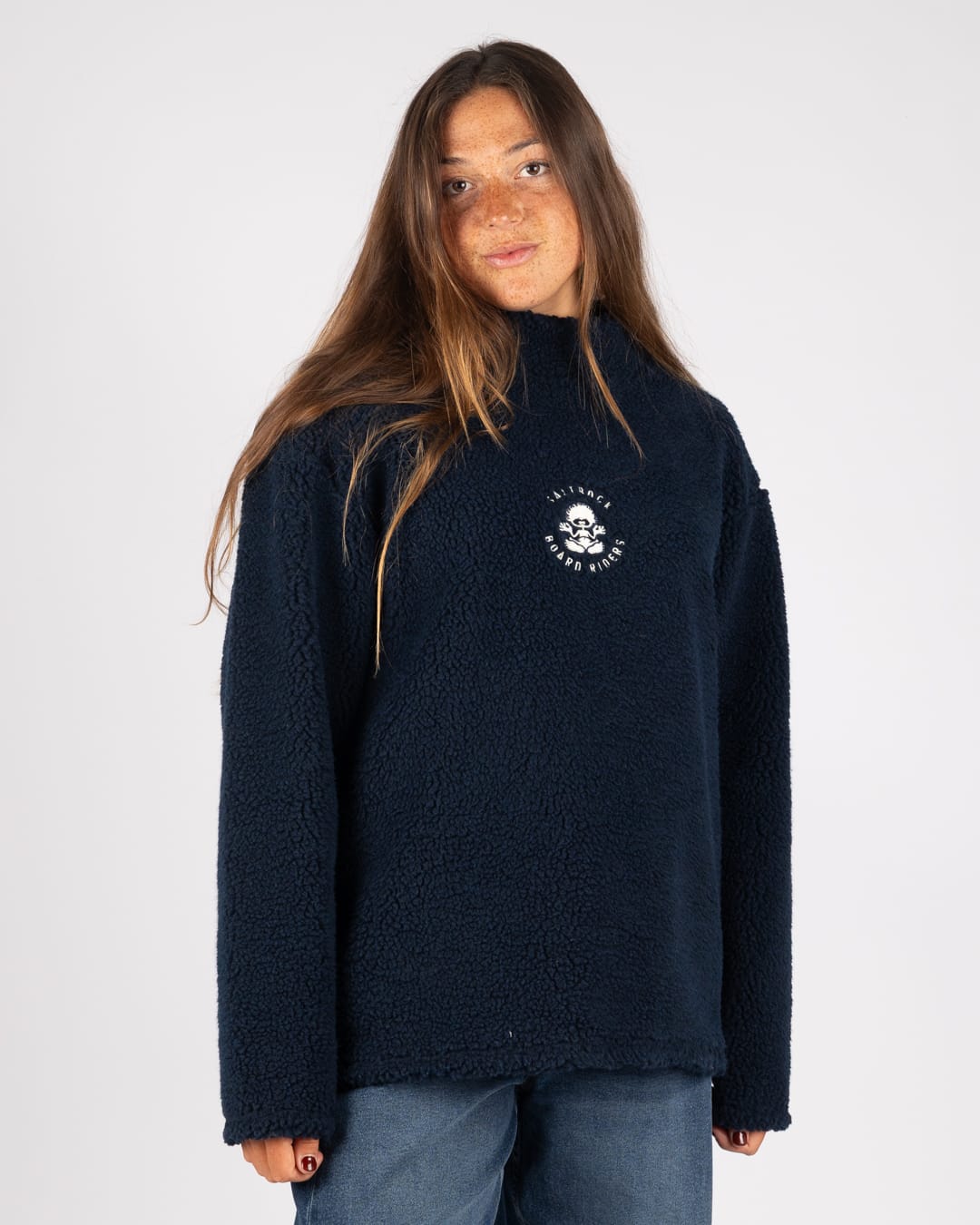 Tok Unisex Oversized Recycled Borg Fleece in Blue
