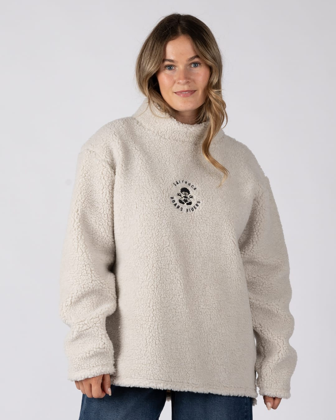 Tok Unisex Oversized Recycled Borg Fleece in Cream