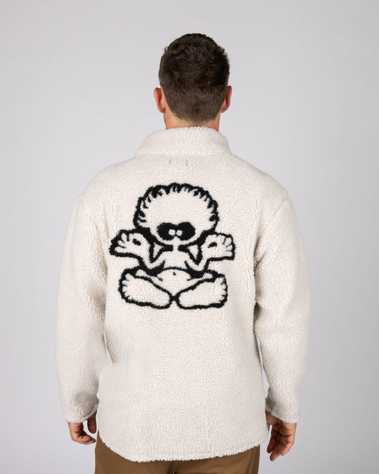 Tok Unisex Oversized Recycled Borg Fleece in Cream