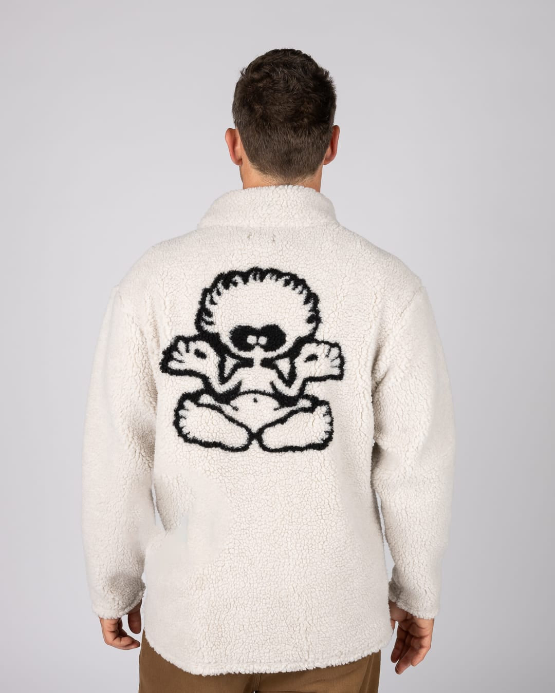 Tok Unisex Oversized Recycled Borg Fleece in Cream