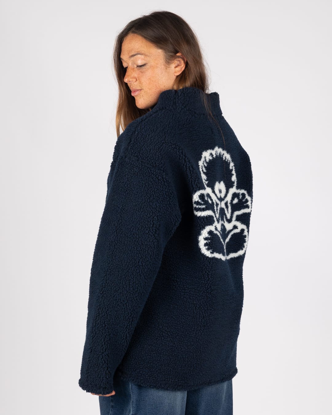 Tok Unisex Oversized Recycled Borg Fleece in Blue