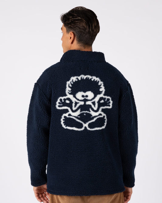 Tok Unisex Oversized Recycled Borg Fleece in Blue
