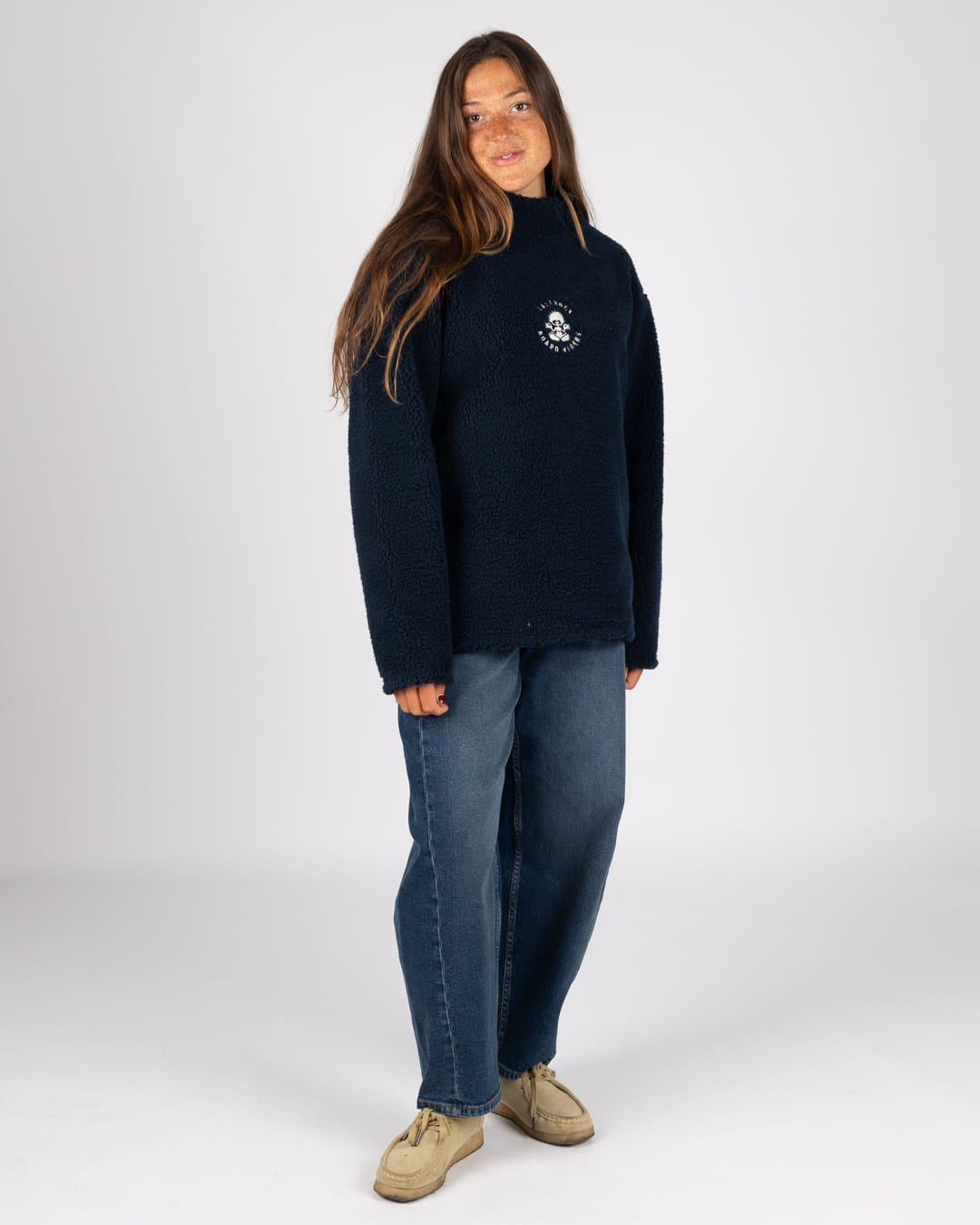 Tok Unisex Oversized Recycled Borg Fleece in Blue