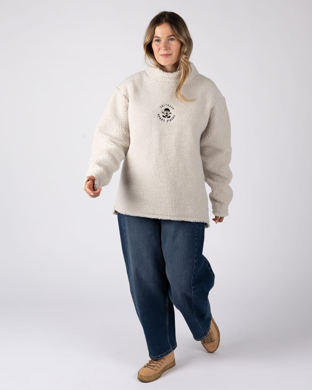 Tok Unisex Oversized Recycled Borg Fleece in Cream