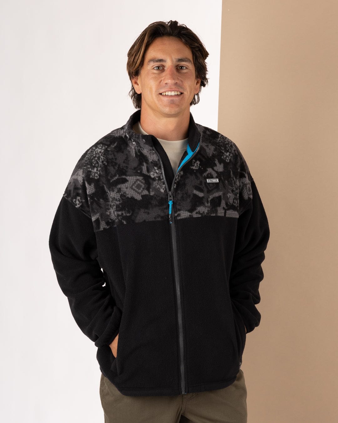 Theo Elemental - Mens 1/4 Neck Fleece - Black