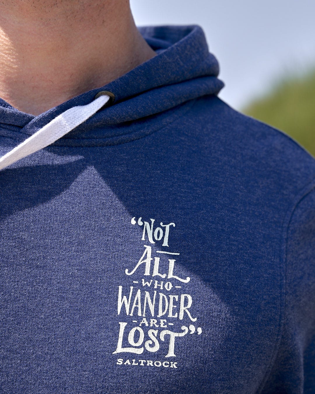 Explore the open waters in this Lost Ships - Mens Pop Hoodie - Blue Marl by Saltrock with a draw cord hood.