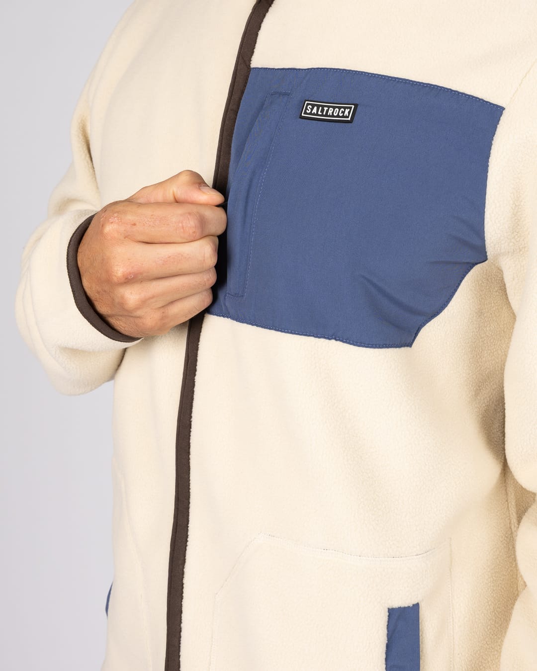 Leo Mens Zip Fleece in Cream