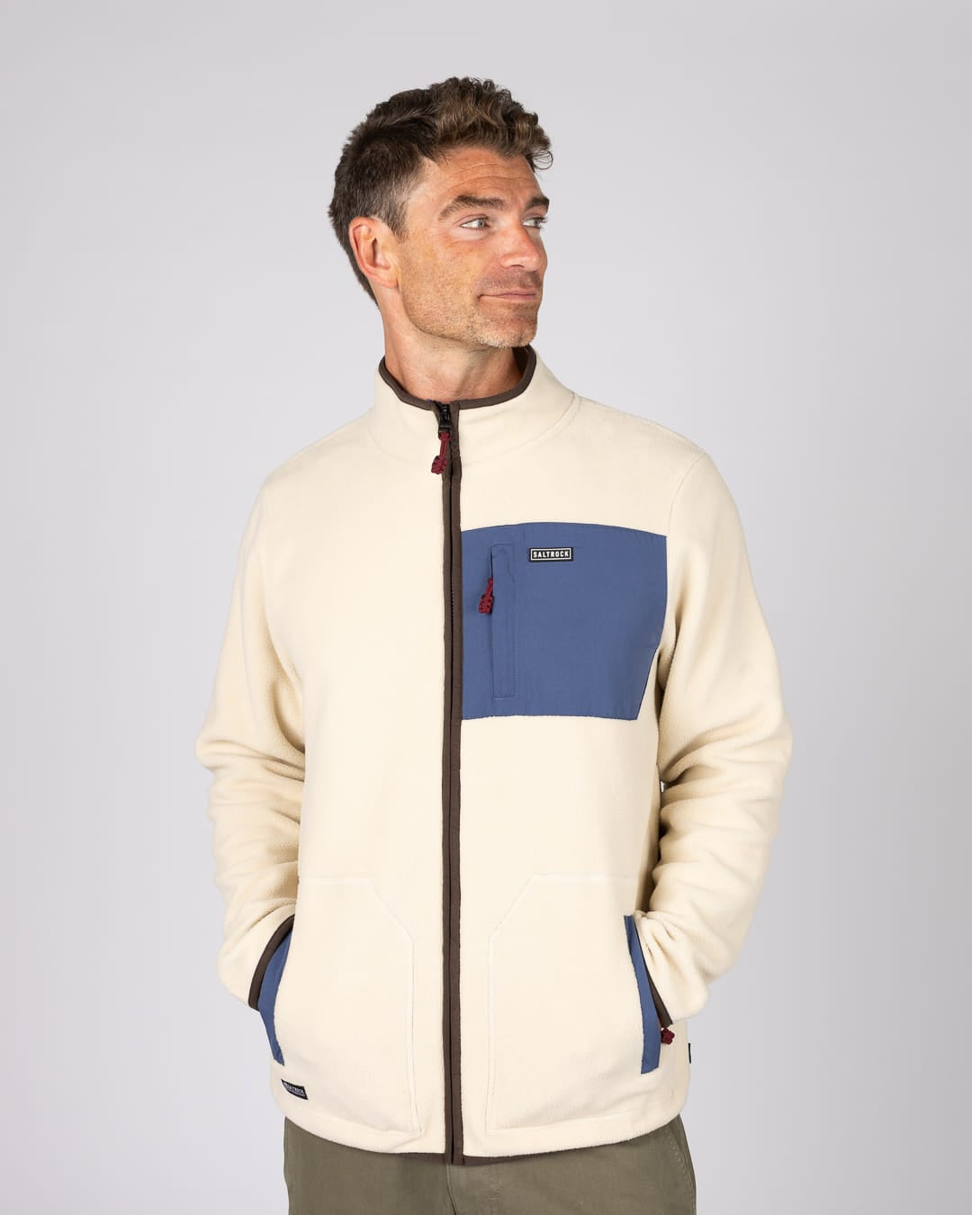 Leo Mens Zip Fleece in Cream