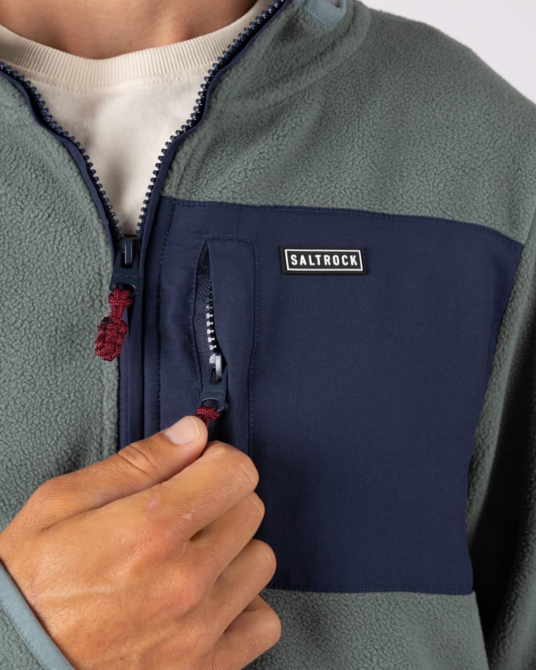 Leo Mens 1/4 Neck Fleece in Green