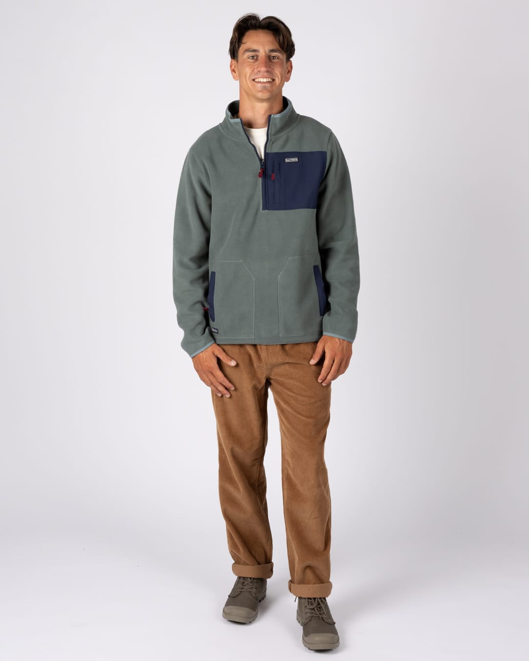 Leo Mens 1/4 Neck Fleece in Green