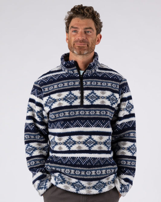 Morgan - Mens 1/4 Neck Borg Fleece - Blue