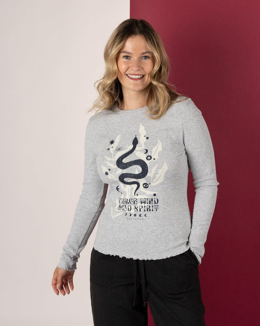 Charmer -Womens Long Sleeve T-Shirt - Grey