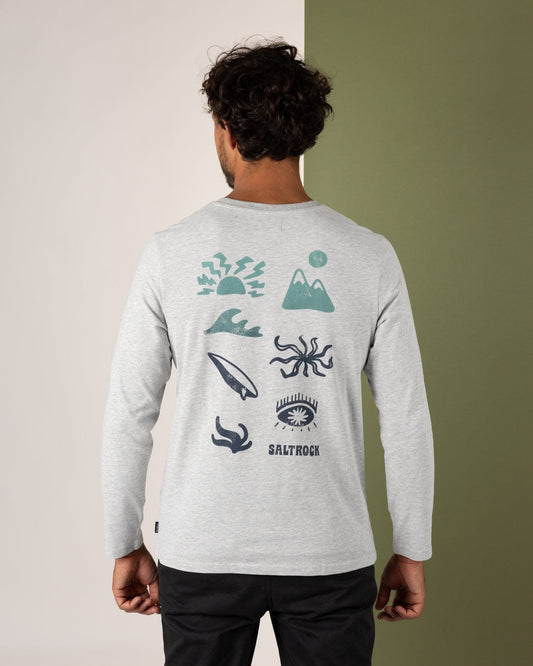 Block Icons Gradient - Mens Long Sleeve T-Shirt - Grey