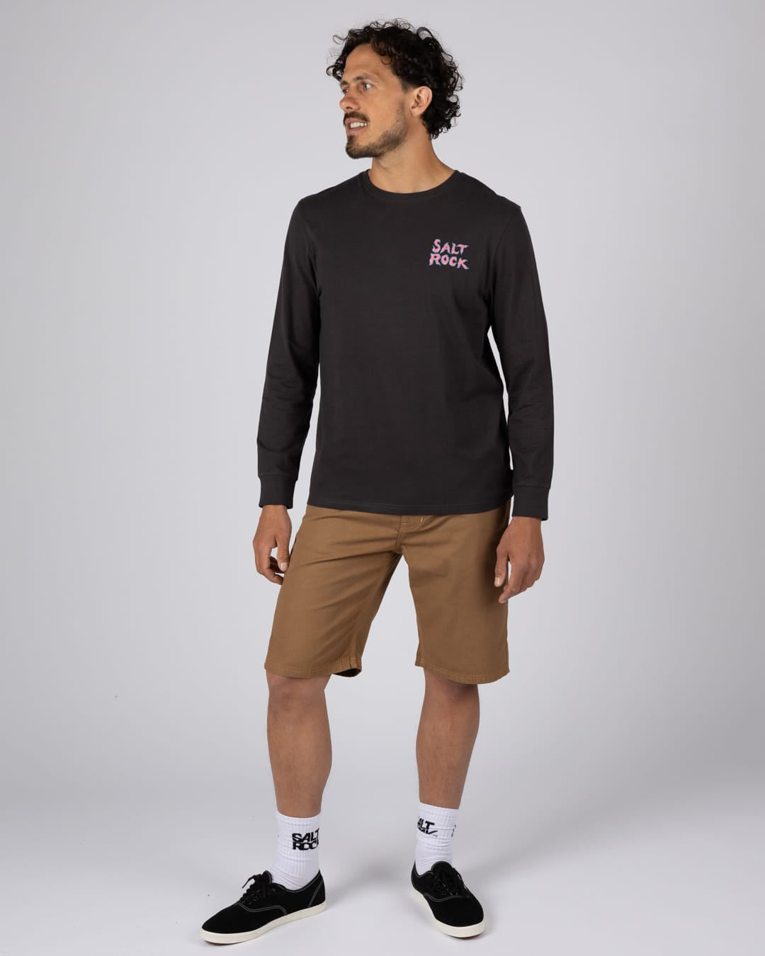One More Wave Mens Long Sleeve T-Shirt in Dark Grey