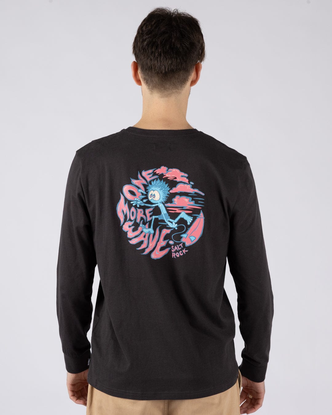 One More Wave - Mens Long Sleeve -Shirt - Dark Grey