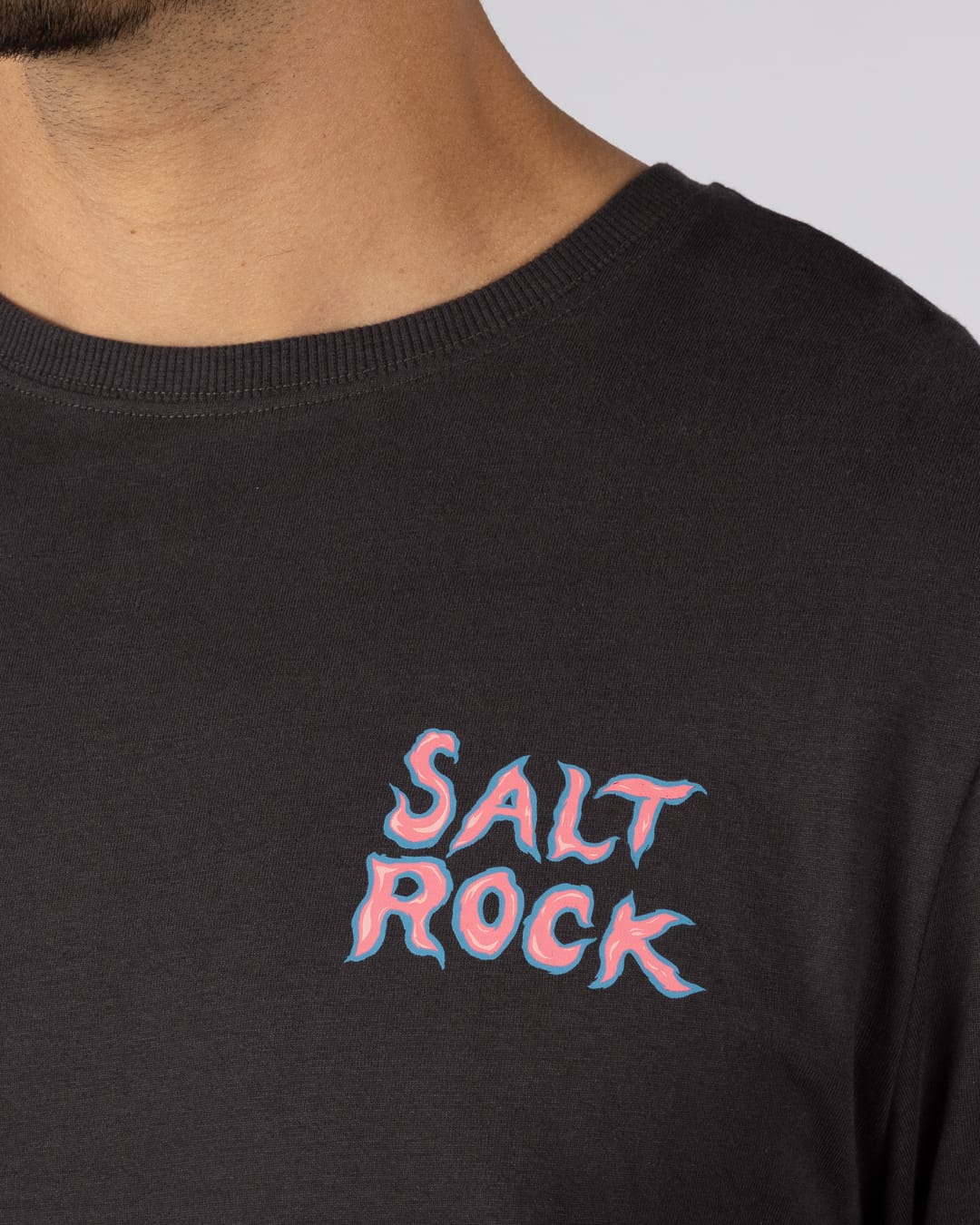 One More Wave Mens Long Sleeve T-Shirt in Dark Grey