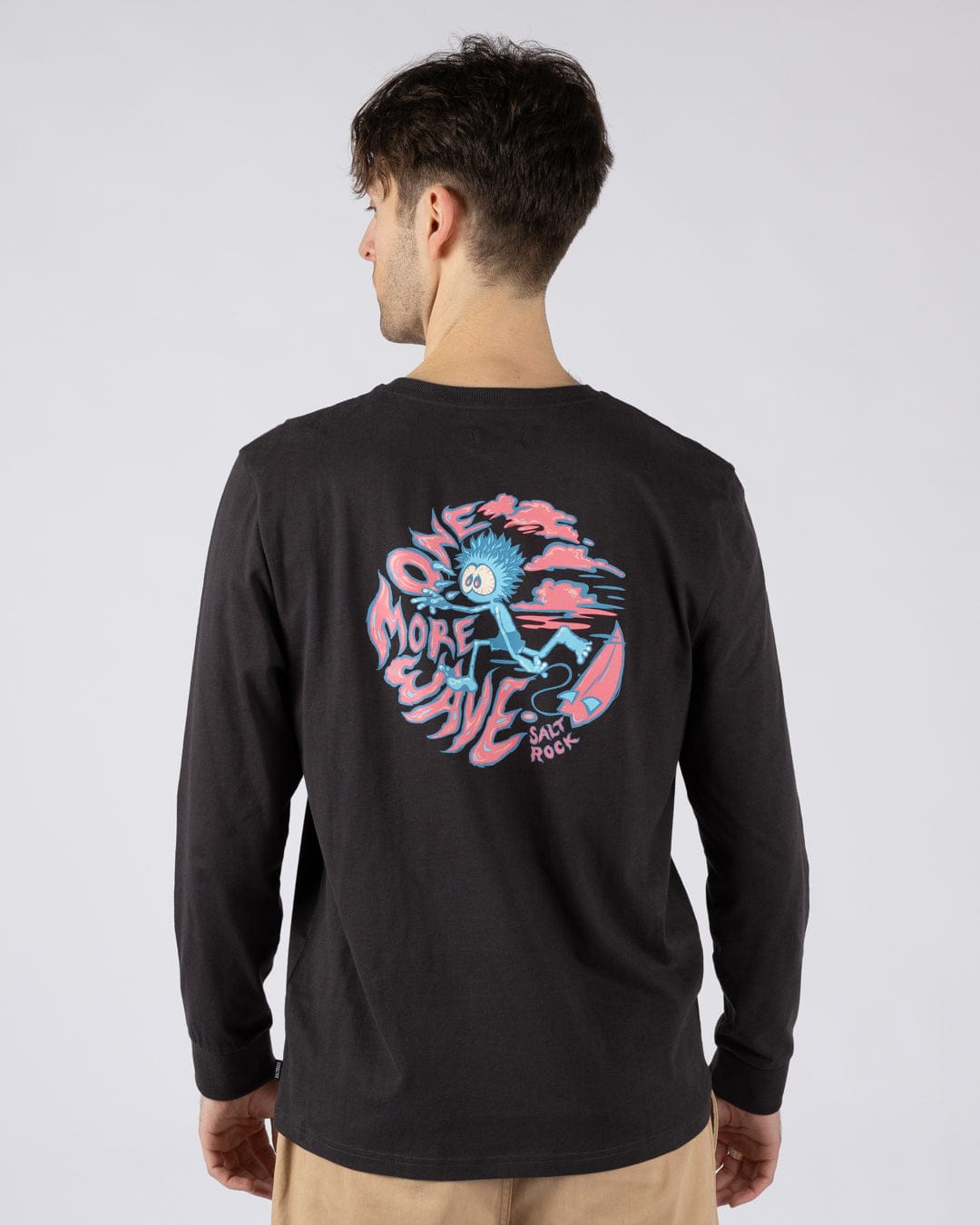 One More Wave - Mens Long Sleeve -Shirt - Dark Grey