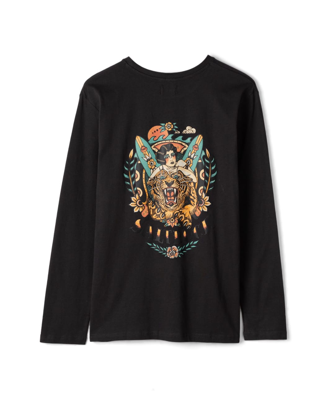 Tiger Tattoo Mens Long Sleeve T-Shirt in Dark Grey