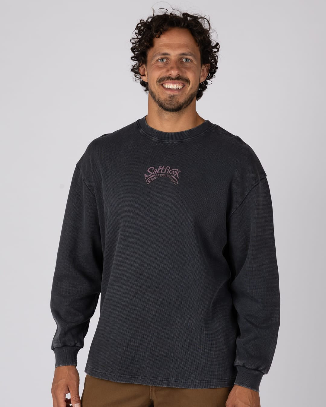 Race To Base Mens Long Sleeve T-Shirt In Dark Grey