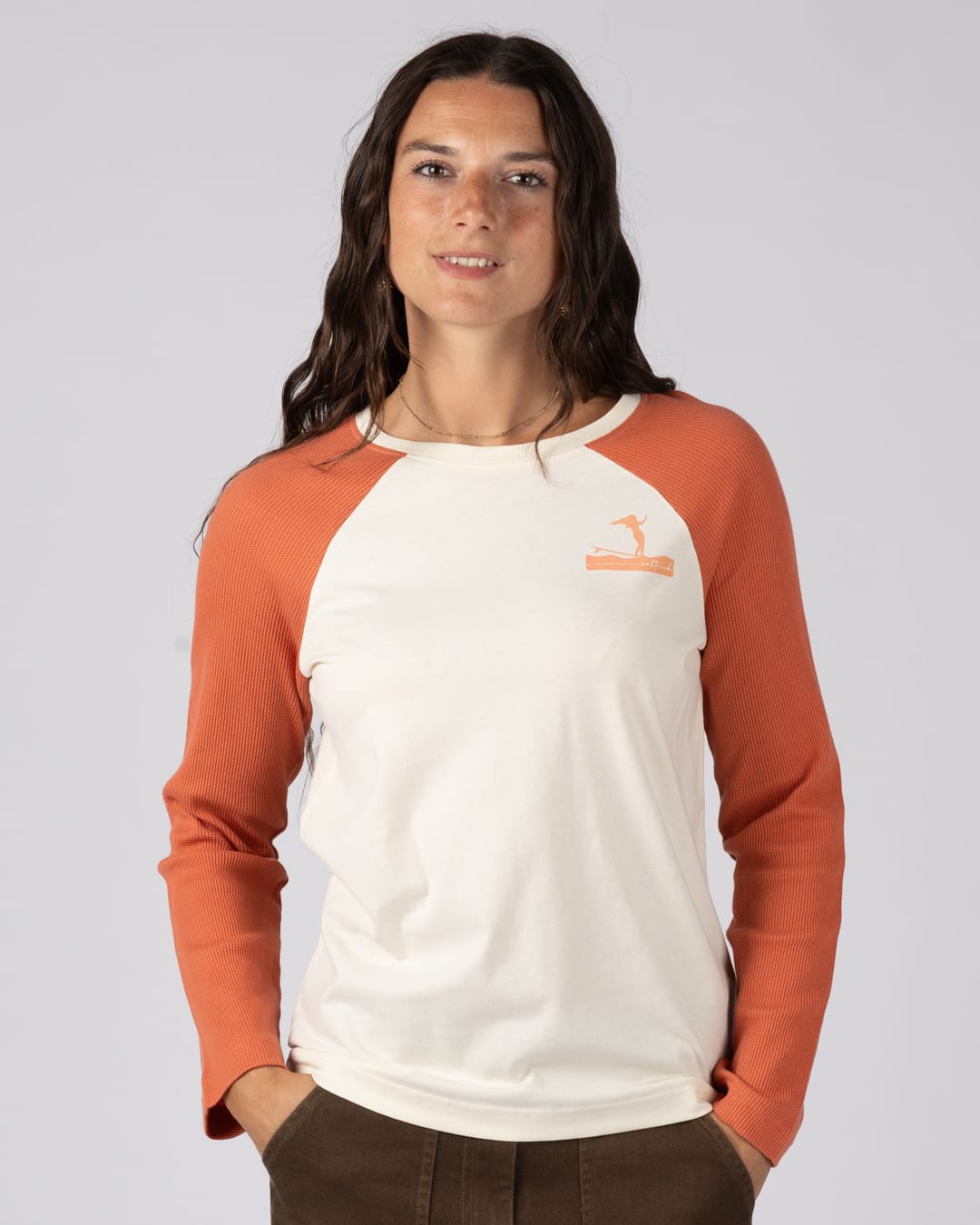 Helios Womens Raglan Long Sleeve T-Shirt in Orange