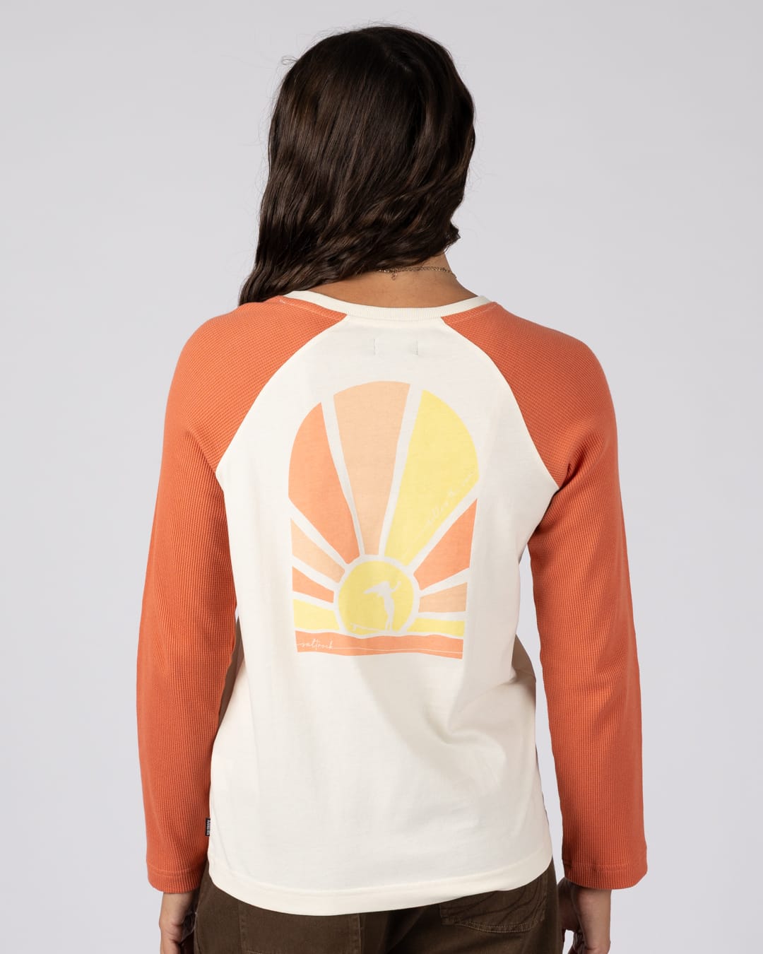 Helios Womens Raglan Long Sleeve T-Shirt in Orange
