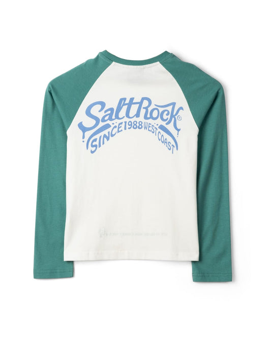Smile Kids Raglan Long Sleeve T-Shirt in White/Green