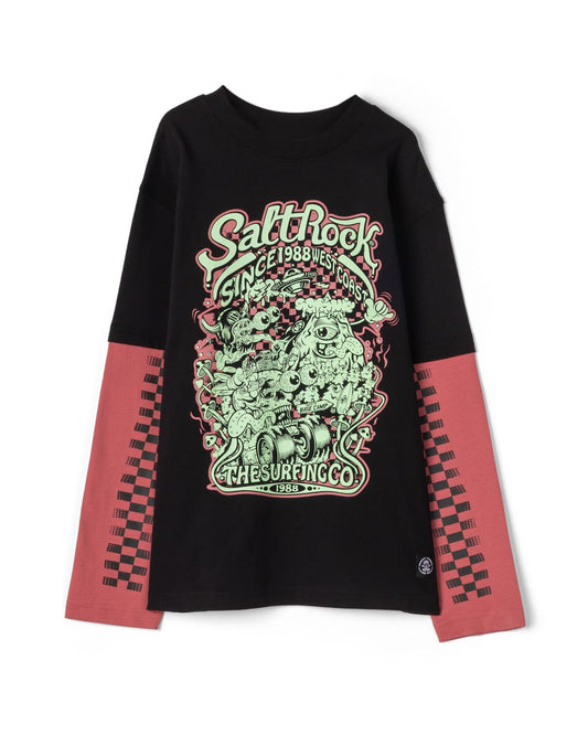 Racing To Base Boys Oversized Glow In The Dark T-Shirt In Black
