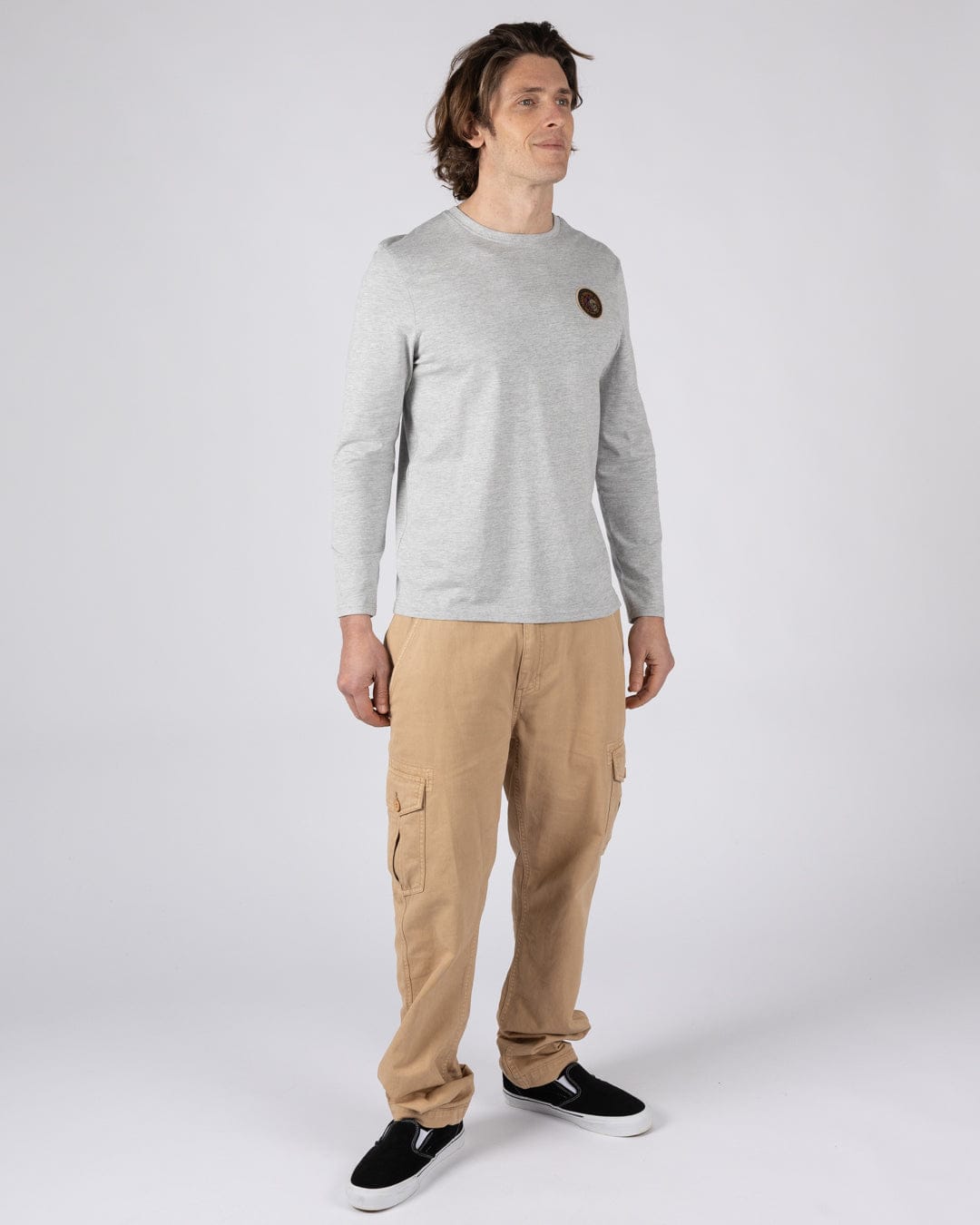 Trail Badge - Mens Long Sleeve T-Shirt - Grey