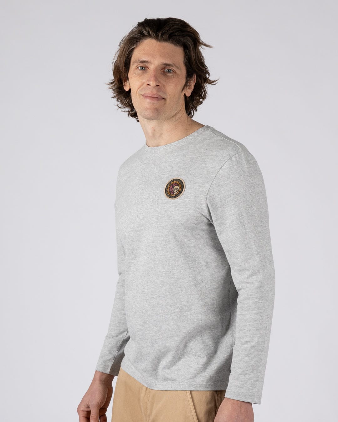 Trail Badge - Mens Long Sleeve T-Shirt - Grey