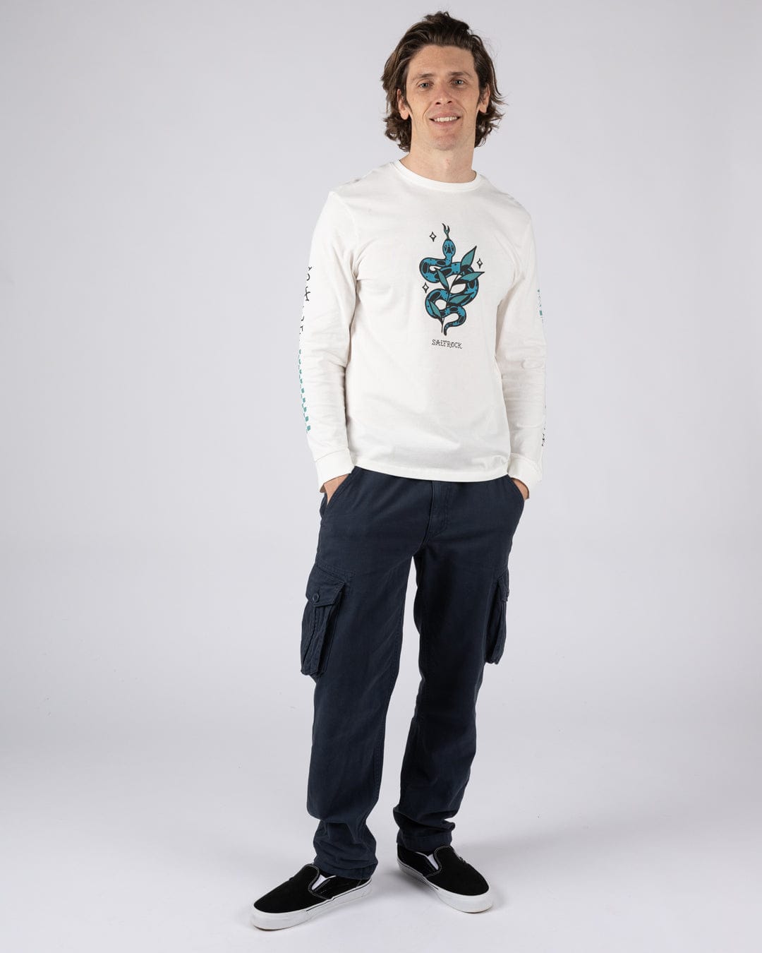 Yesterday's Youth Serpent Mens Long Sleeve T-Shirt in Cream