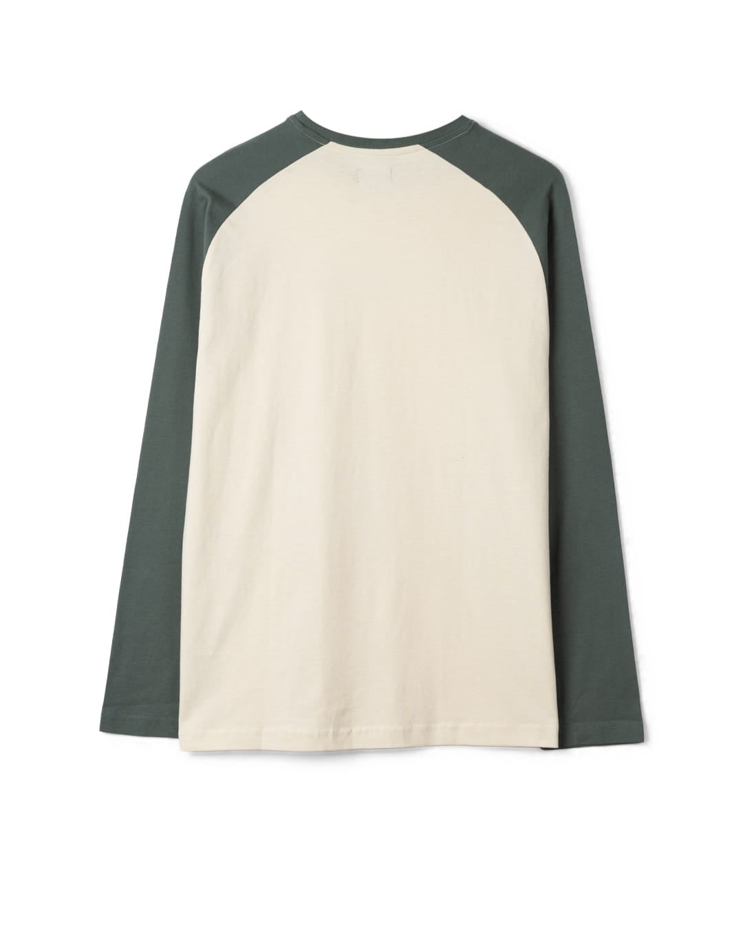 Heritage Logo Mens Long Sleeve Raglan T-Shirt in Green/Cream